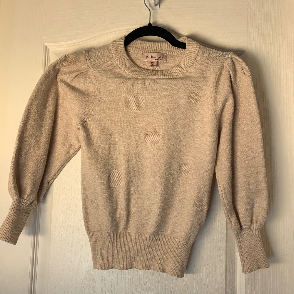 Philosophy‎ Polka Dot Knit Sweater – Beige, Fitted & Feminine